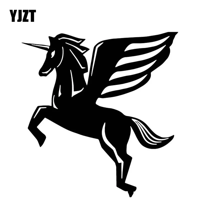 

YJZT 15.6CM*16.4CM Unicorn Spread Wings Decoration Car Sticker Vinyl Decal Bumper Accessories Black/Silver C4-1819