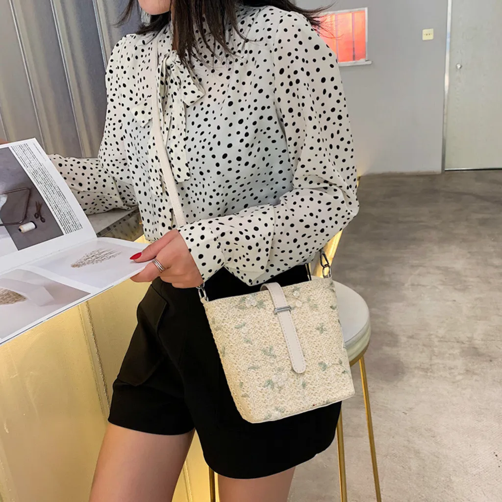 Новая женская пляжная сумка модная повседневная сумка-ведро из соломы с