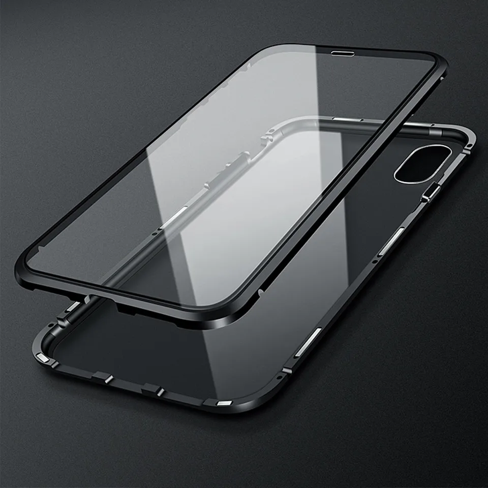 Магнитный чехол для Iphone XS Max X Xr 7 8 Plus xs Роскошный Металлический 360 Полный