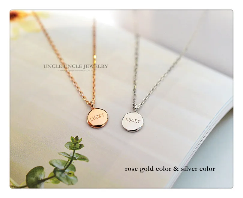 Ожерелье из стерлингового серебра 925 пробы маленький круглый кулон с буквами