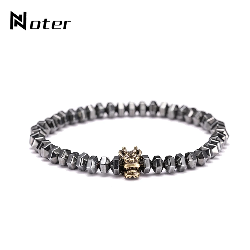 Панк голова дракона Дизайн Шарм браслет гематит натуральный камень braclet для