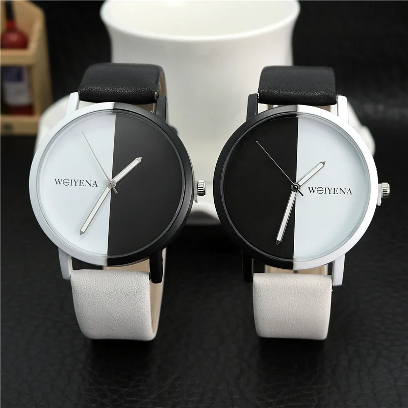 Роскошные Брендовые повседневные мужские часы с черным и белым ремешком