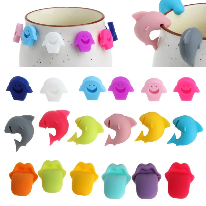 6 шт. силиконовая наклейка на присоске в виде губ и акулы|bar set|bar glass setsparty bar |