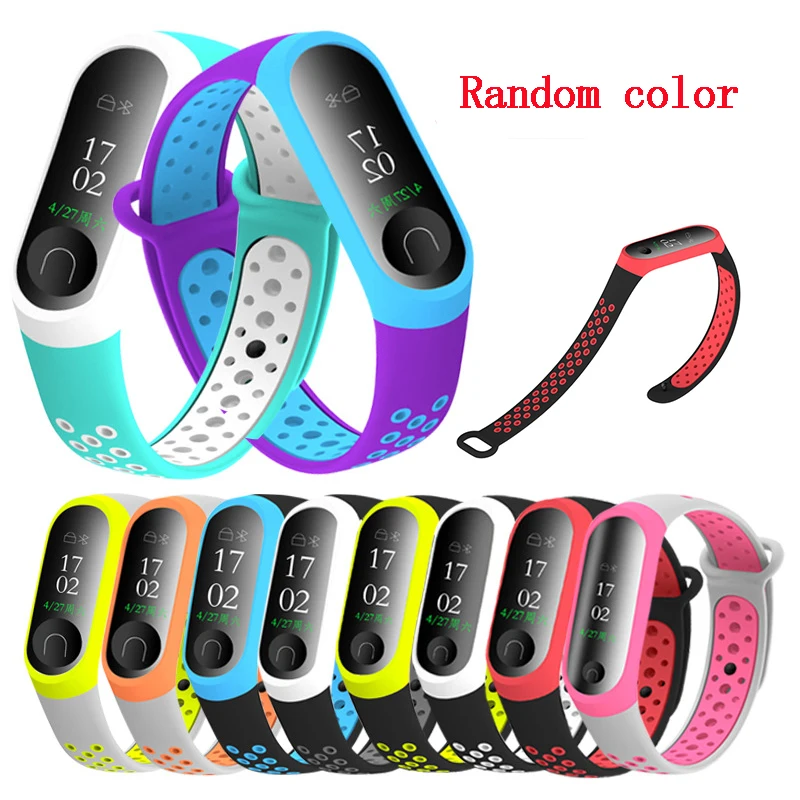 Random color Спортивный Браслет mi Band 3 4, ремешок на запястье для Xiaomi mi band 3, спортивный силиконовый браслет для mi band 4 3 Band 3, смарт-браслет - Цвет: Random color