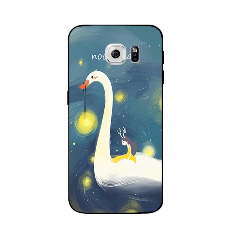 DIY чехол для телефона Samsung Galaxy S6 черный мягкий из ТПУ G9200 G925 ультра тонкий с узором