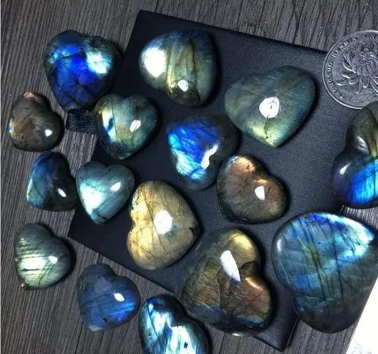 

New style natural labradorite stone heart, moonlight stone crystal heart