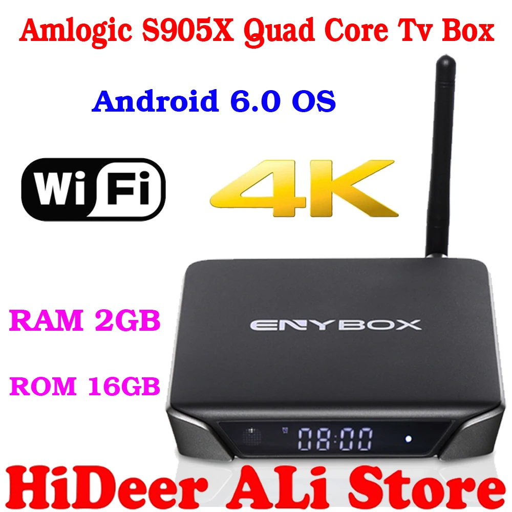 Последним Amlogic s905x Quad Core TV Box Оперативная память 2 ГБ Встроенная 16 enybox x1 suport Dual Wi Fi 4 К