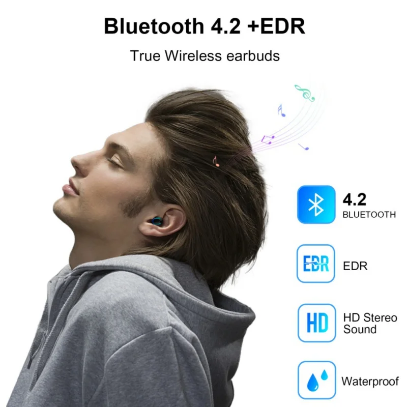Вкладыши Беспроводные Bluetooth 4 2 наушники имеется функция шумоподавление и