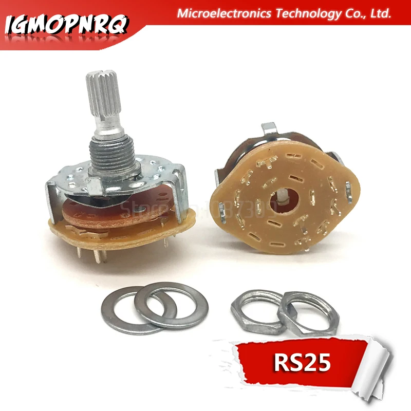 2PCS RS25 Band switch 4P3T Mount Rotary Switch Selector 4 Pole 3 Position Knob Switches | Электронные компоненты и