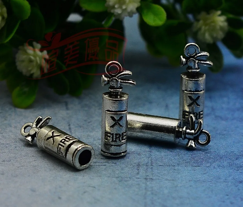 Подвески-огнетушители с античным серебряным покрытием, украшения для рукоделия, аксессуары для брелоков, 20 шт./комплект, 23x6x6 мм