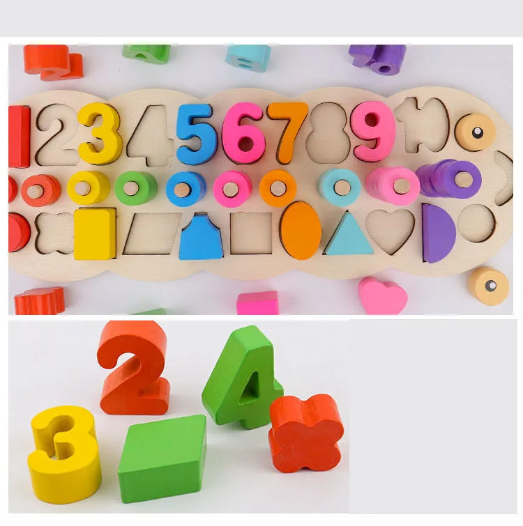 Wooden Digital Geometry Shape Pairing Blocks Toys Children Caterpillar Matching Color Cognition Block Boys Girls Education toy | Игрушки и