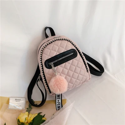 pink DORANMI маленькие рюкзаки с ромбовидной решеткой для женщин, Классическая Кожаная школьная сумка, женские Мини рюкзаки, сумка через плечо DJB634 - Цвет: pink