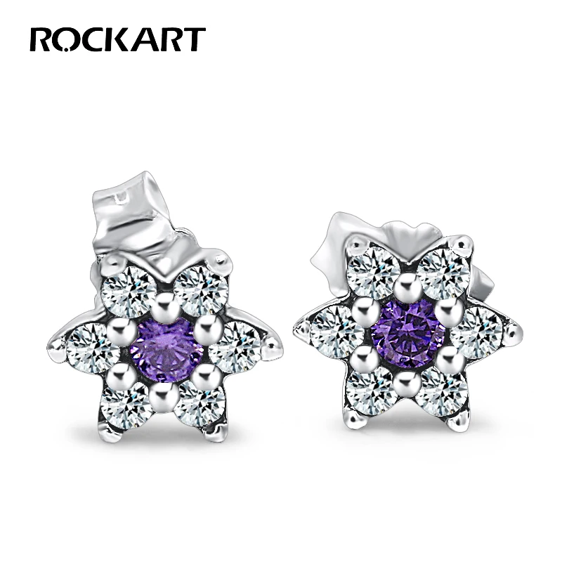 Серьги гвоздики ROCKART Forget Me Not из стерлингового серебра 925 пробы прозрачные и