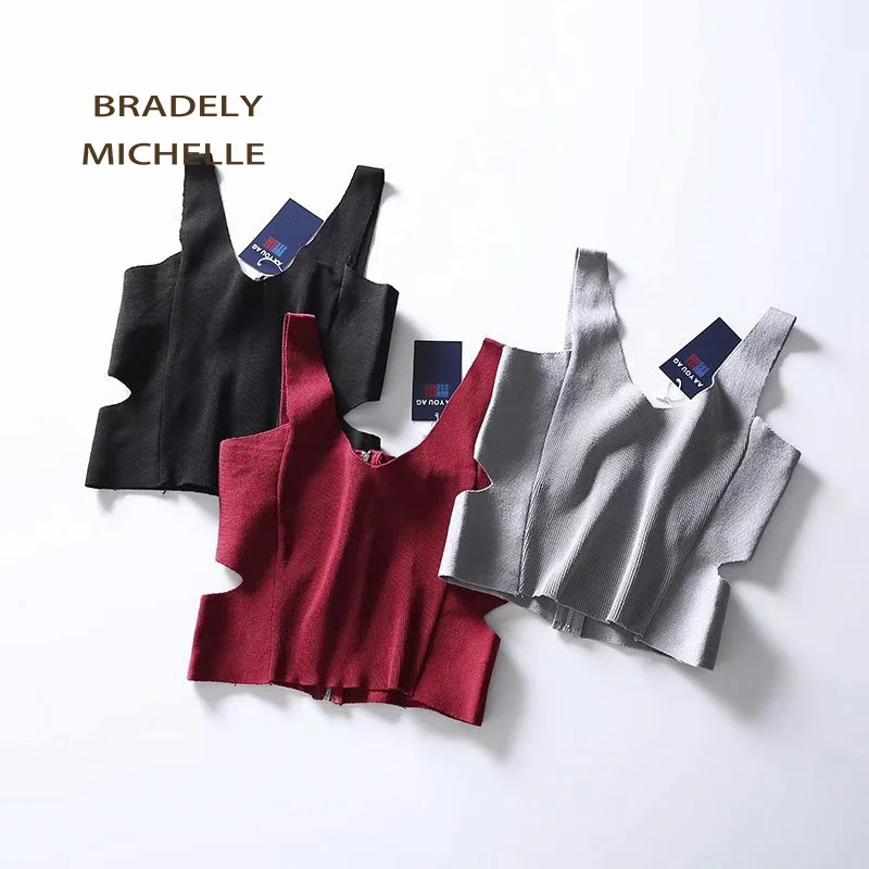 BRADELY MICHELLE/Женская сексуальная майка без рукавов на молнии сзади с выемкой женский