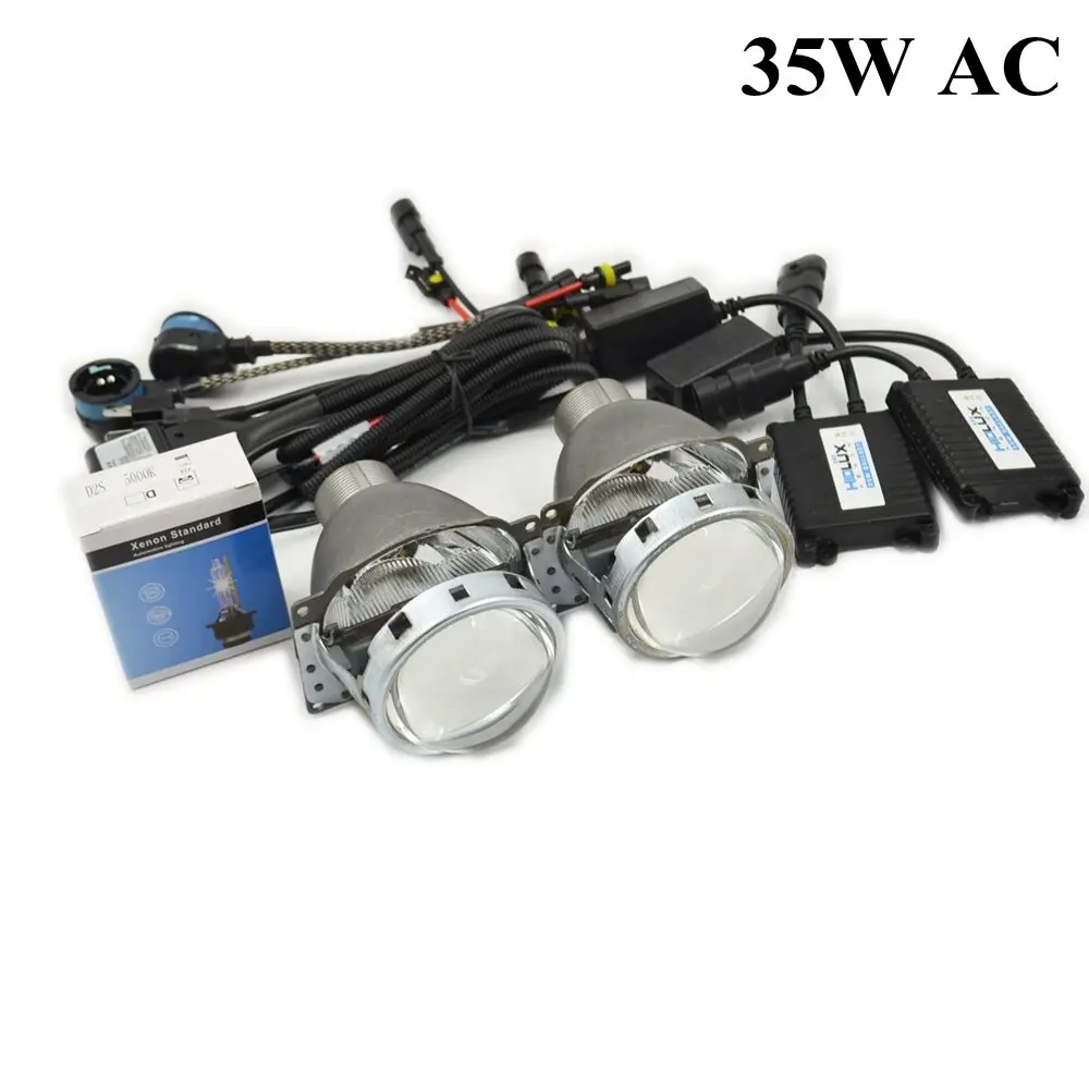 xenon kit 2 шт. 3,0 дюймов Биксенон hid объектив проектора h4q5 ангельские глазки маска фары 35 Вт AC ксеноновая лампа балласт D2H автомобильный монтажный комплект изменить - Цвет: xenon kit