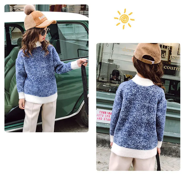 

Children Clothing Knitted Pullover Sweater Girl Princess Knitwear Soft Warm Long Sleeve Autumn Winter Kids Girls Sweaters Pink