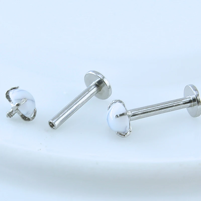 Гвоздик для губ из хирургической стали 16 г красочный камень Модные Серьги пусеты