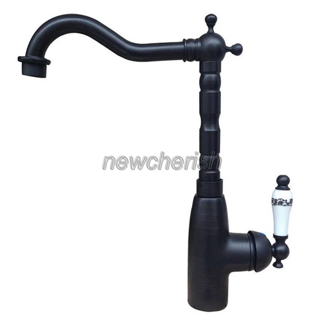 

Black Oil Rubbed Brass Single Handle Swivel Spout Kitchen Sink Hot & Cold Faucet Mixer Basin Tap csf107