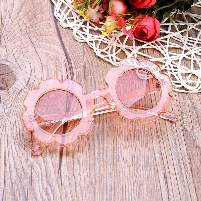 Transparent Pink 1 Милые летние детские солнцезащитные очки, пластиковая оправа, цветочные очки, очки для малышей, пляжные аксессуары для малышей - Цвет оправы: Transparent Pink 1
