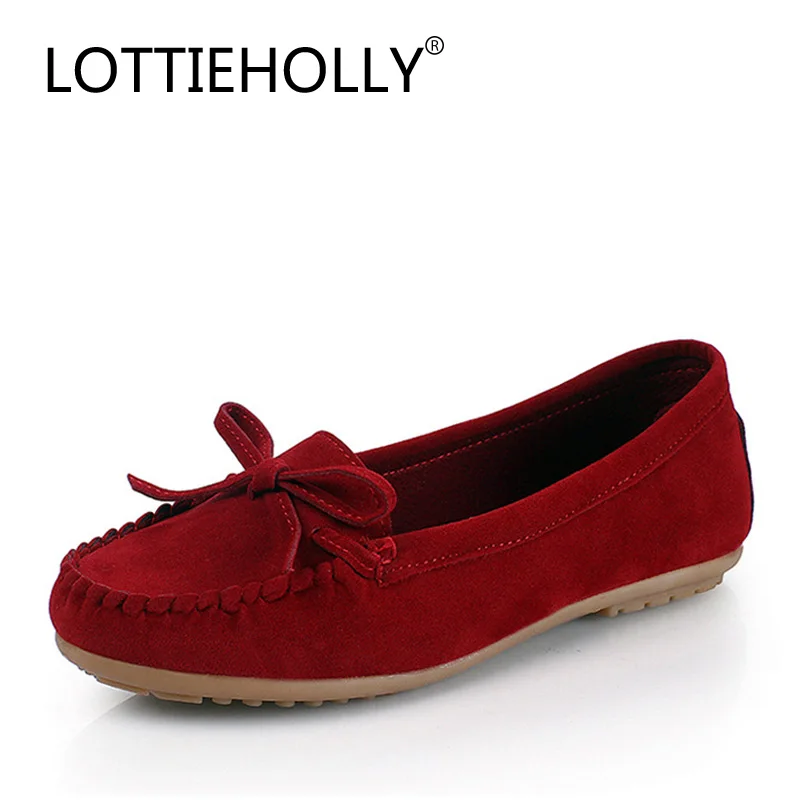 LOTTIEHOLLY/модные однотонные женские лоферы на плоской подошве с бантом бабочкой