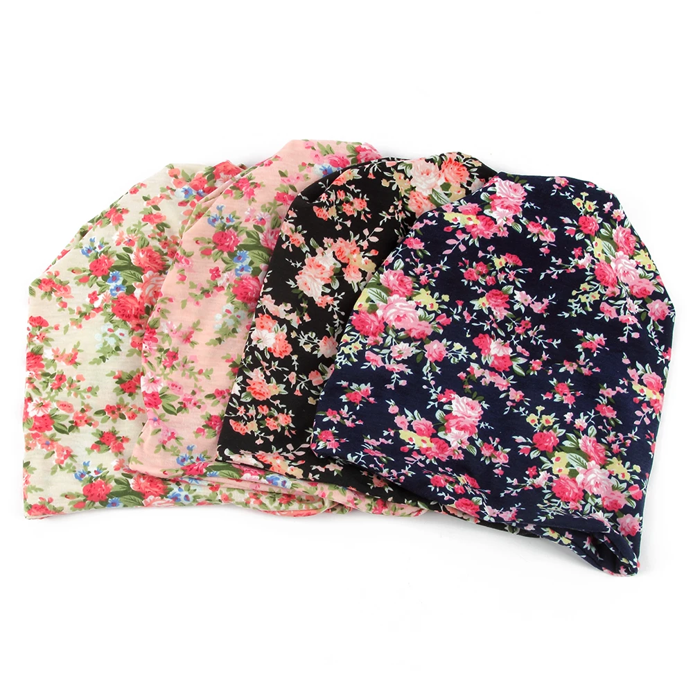 Женские многофункциональные шапки FOXMOTHER вязаные с цветочным принтом и высоким