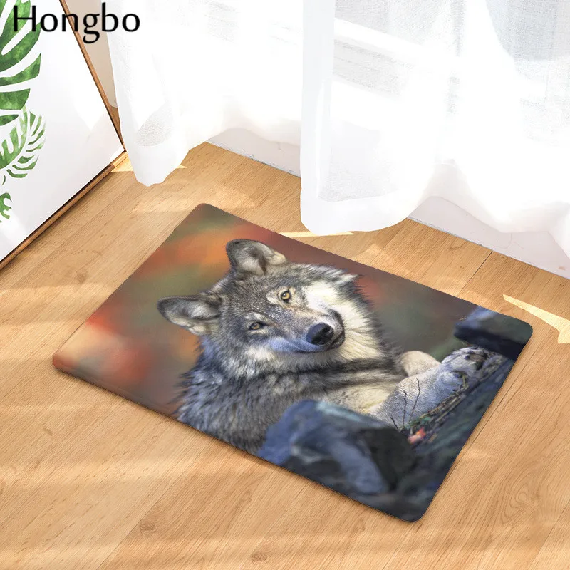 Хунбо новые Придверные коврики волк печати Кухня Ванная комната ковры 40X60 50X80cm