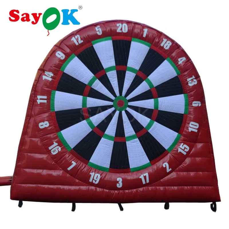 Красный Sayok 3x3 м(10ft) Высокая уличная футбольная надувная мишень для дротиков надувной футбольный мяч для Дартса с 6 надувные шары для спортивных игр - Цвет: Красный