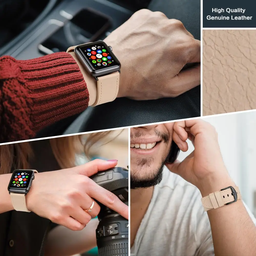 MAIKES для Apple Watch ремешок 44 мм 40 мм 42 мм 38 мм серия 4 3 2 все модели iWatch кожаный ремешок для Apple Watch ремешок для часов