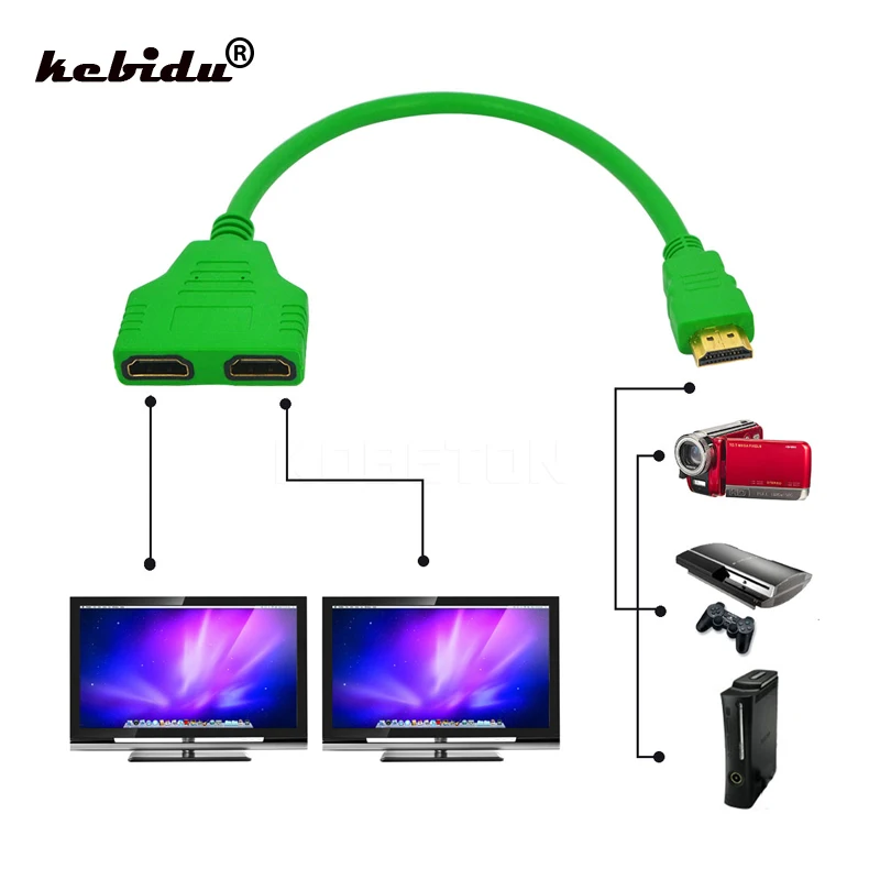 Разветвитель kebidu 1 в 2 HDMI совместимый адаптер штекер гнездо разветвитель двойной