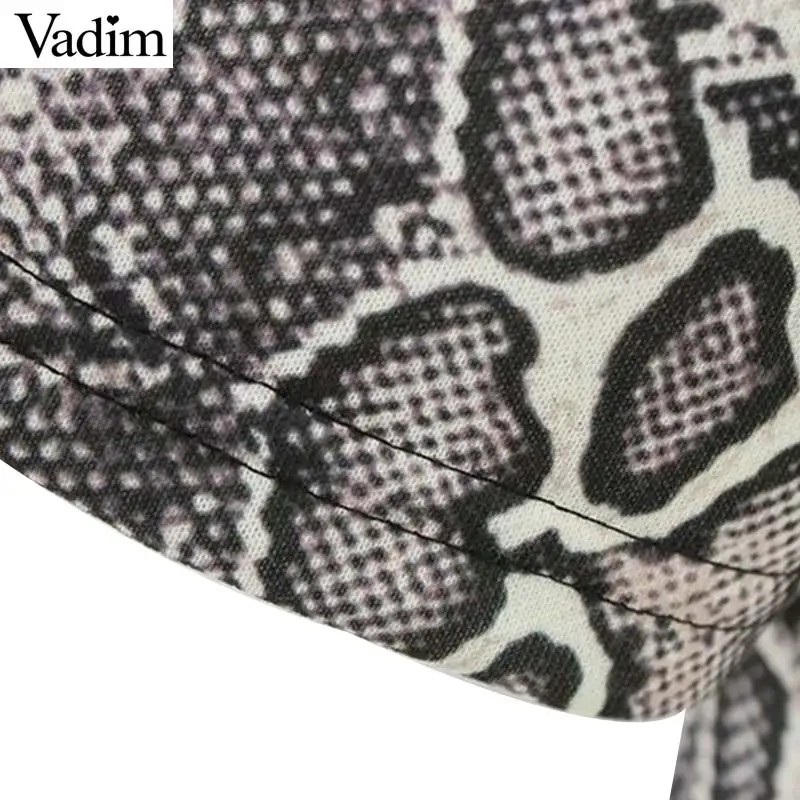 Vadim women snake print oversized sweatshirts short style loose-fitting sleeve animal pattern pullovers loose crop tops HA208 | Женская