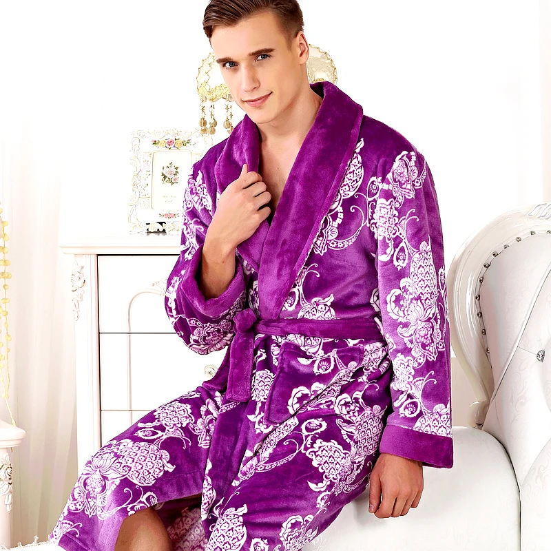 Распродажа теплый зимний банный халат для мужчин и женщин мягкий as Silk длинное
