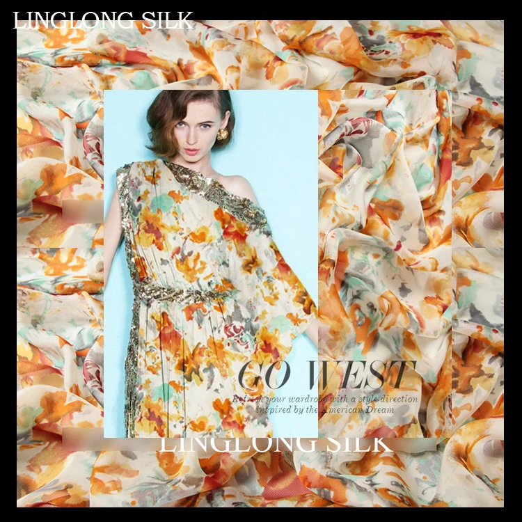 

[Clearance]100% PRINT SILK CHIFFON FABRIC 6mm Width 135cm Pure Silk Material Brocade Lace Fabric Chiffon Fabric Factory Direct