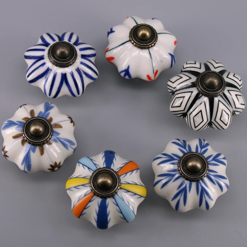 

1x New Arrival Leaf Painted Ceramic Handles and Knobs Cabinet Dresser Drawer Pulls Chest of Bin knobs for Children Room