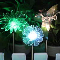 2019 new lilymushroom led solar light solar powered led flower stake light transparent lampshade light lawn lamp