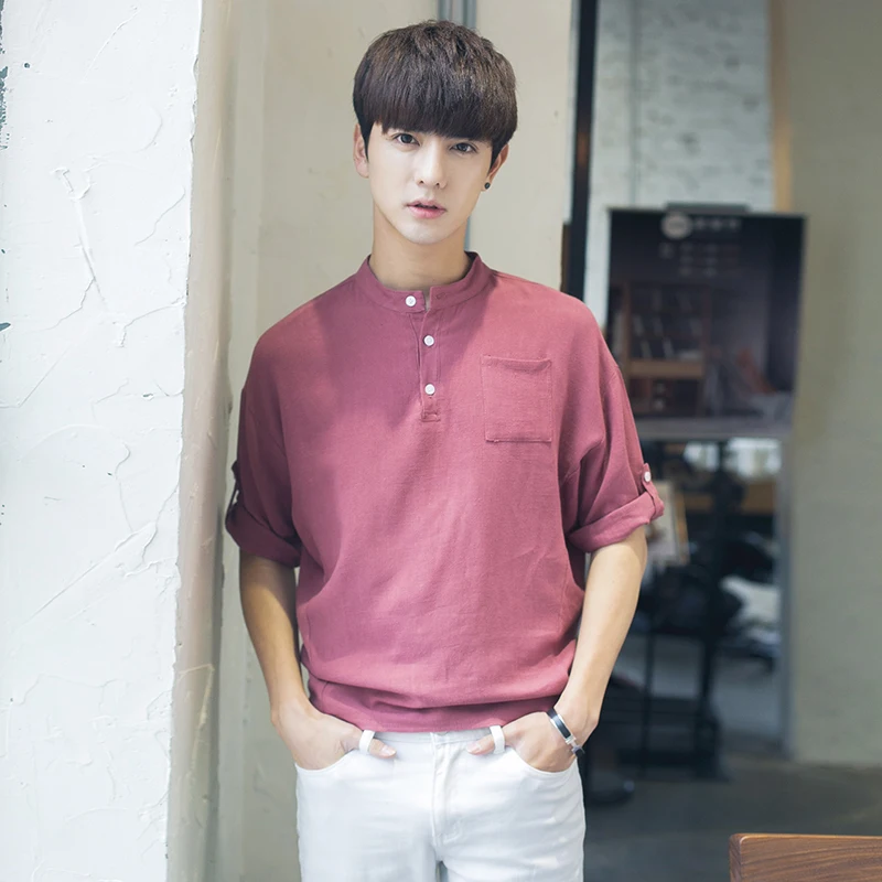 Мужская рубашка Новинка лета 2019 модная повседневная свободная черная однотонная