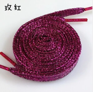 rose red Цветные мужские и женские шнурки для кроссовок с металлическим блеском, блестящий шнурок золотого цвета, серебристые плоские шнурки, спортивная обувь для бега, шнуровка - Цвет: rose red