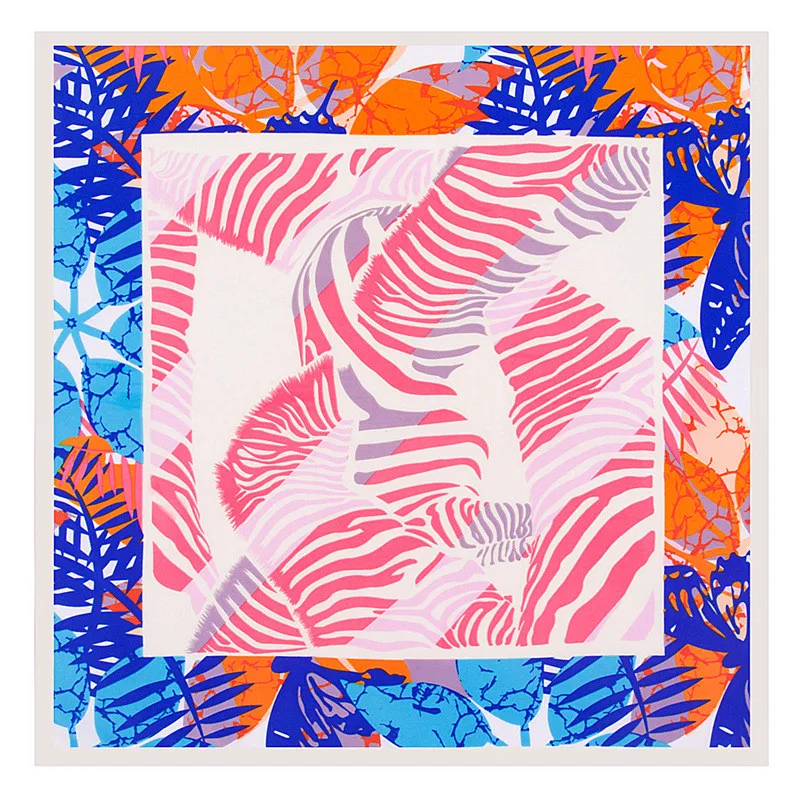 POBING Fashion Women Scarf Indian Leaves Hijab Silk Satin Shawl Scarfs Foulard Square Head Scarves Office Lady Wraps 60*60CM |