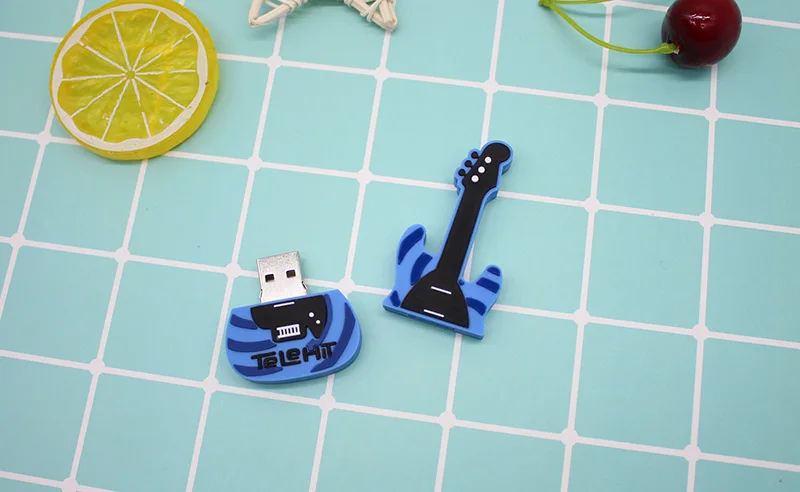 Музыкальный инструмент, флешка для скрипки, usb флешка, флешка, 4 ГБ, 8 ГБ, 16 ГБ, 32 ГБ, 64 ГБ, мультяшная синяя гитара, карта памяти, u-диск, подарок