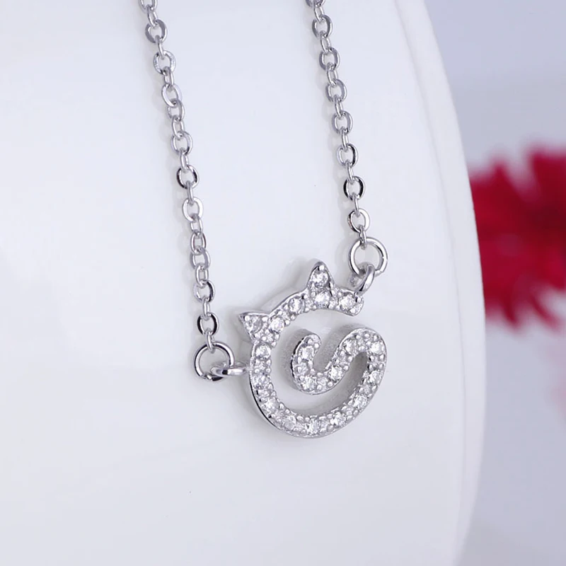 Новая мода милый кот натуральный циркон камень корейская бижутерия En Argent 925