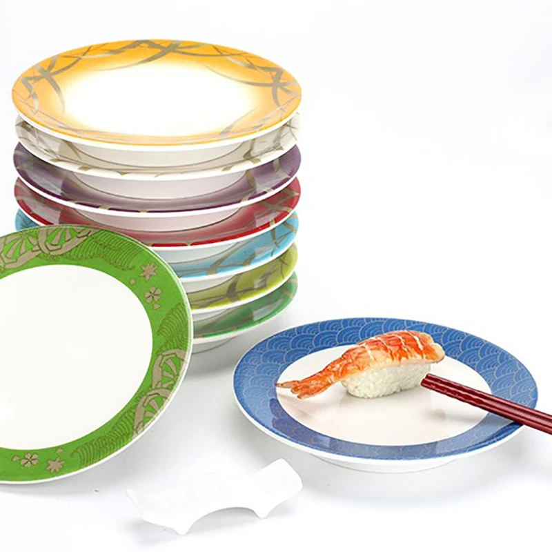 Набор обеденных тарелок керамические тарелки разноцветные имитация фарфора