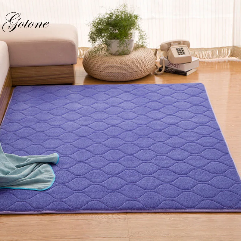 

Thickened Memory Foam Cotton Carpet Solid Rectangular Coral Fleece Lattice Area Rugs Doormat Bedroom Living Room Bedside Rug