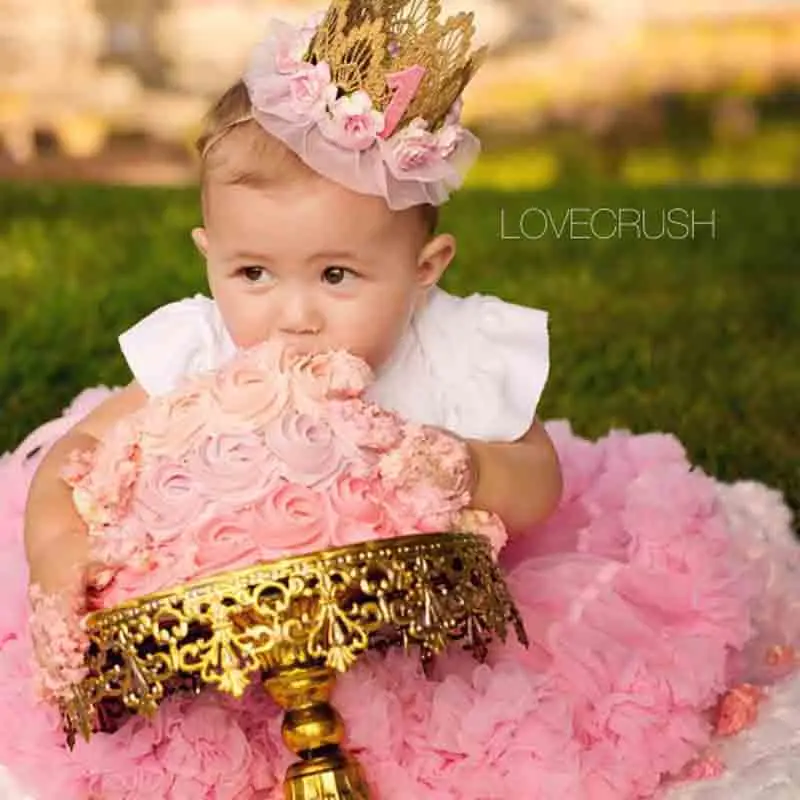 Erapinky Newborn Baby Girls Boys Lace Flower Tiaras Headband 1st Birthday Hair Accessories Photography Prop Band Crown |