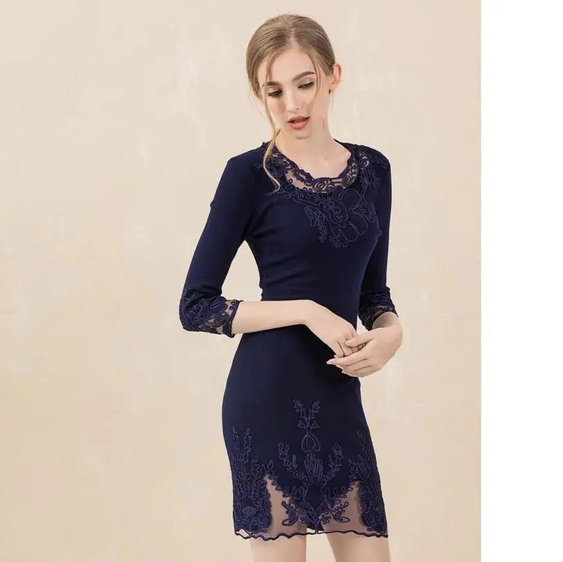 Женское платье Высокое качество осень-весна европейский стиль газовое кружевное