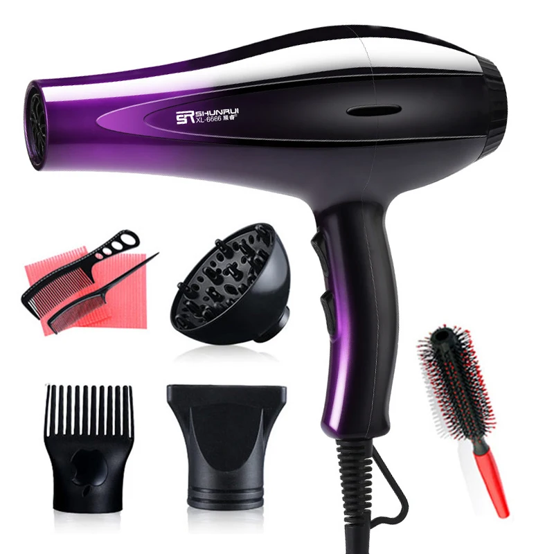 purple 8 in 1 Профессиональный фен для волос, высокая мощность, инструменты для укладки, фен, горячий и холодный фен, 220-240 В, мощный Фен 45D - Цвет: purple 8 in 1