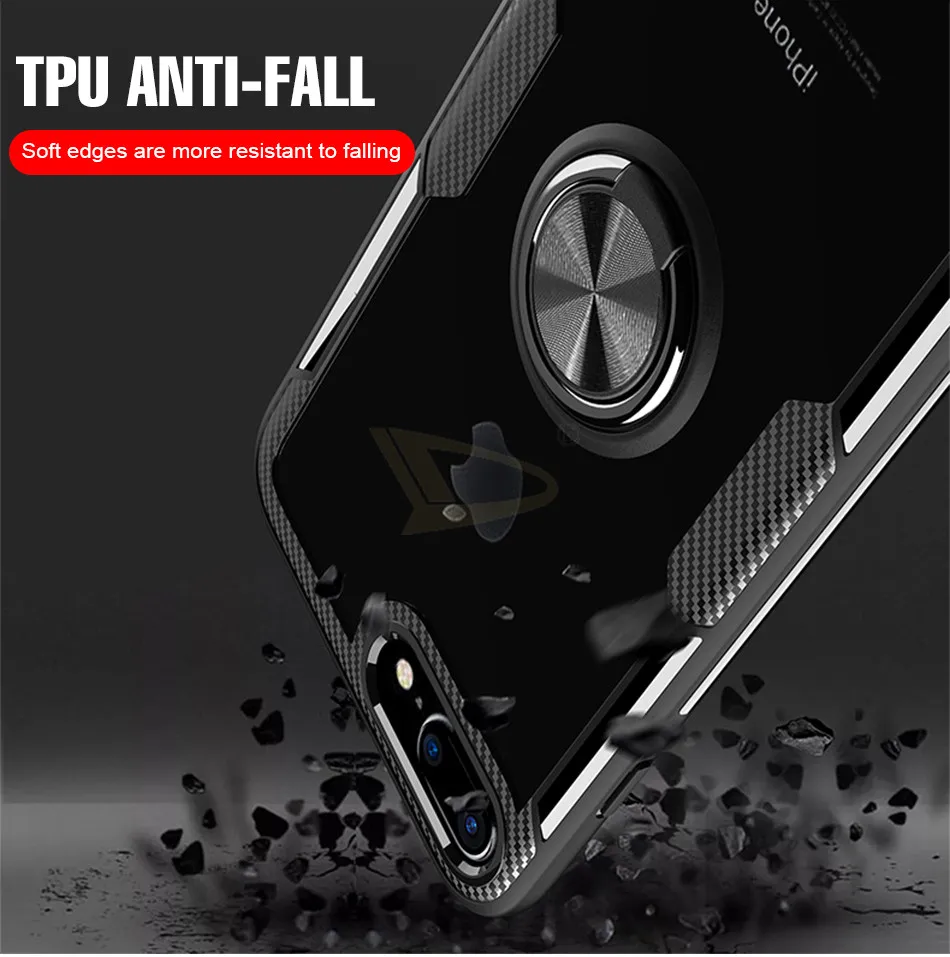 Роскошный противоударный мягкий чехол-держатель для iphone X, XR, XS, Max, полный чехол для iphone 6, 6s, 7, 8 PLus, чехол с магнитным кольцом