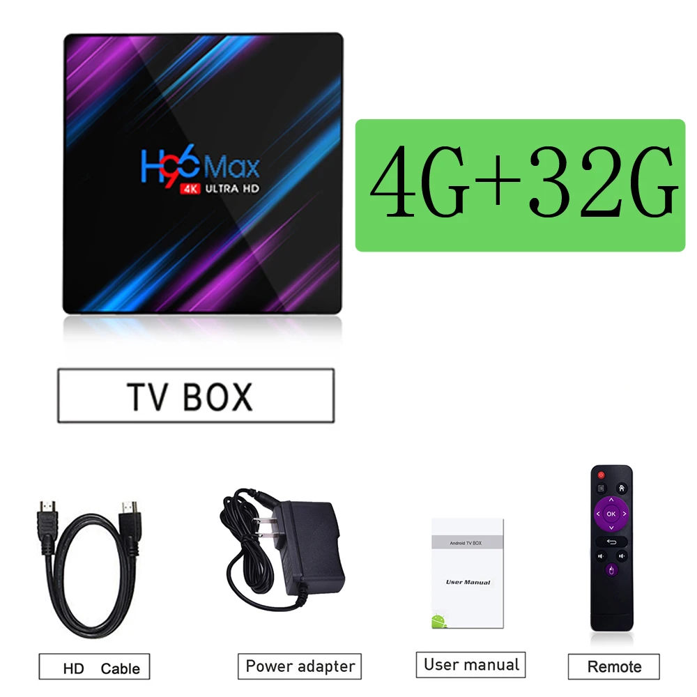 H96 MAX Smart tv Box Android 9,0 4 Гб ОЗУ 16 Гб/32 ГБ/64 Гб ПЗУ Rockchip RK3318 4K MAX HD медиаплеер мини wifi Smart tv телеприставка - Цвет: 4G and 32G
