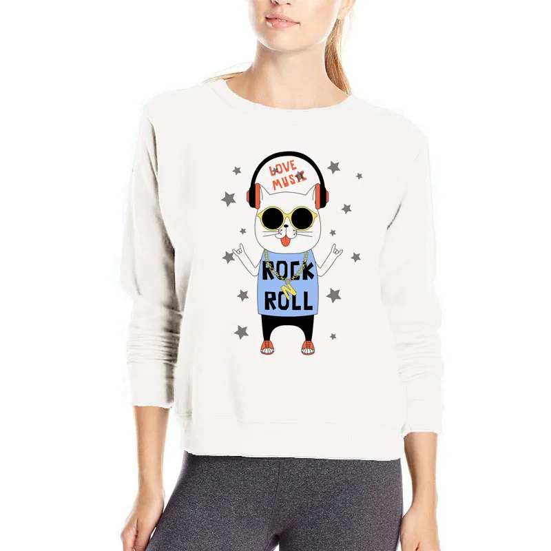 

Love music rock cat hoody brand new cotton clothes loose outwear casual hoodies cheap sale cotton sweatshirts lovely cat hoody