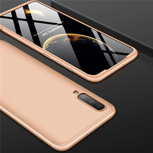 Модные 360 Полный Корпус чехол-гибрид Пластик чехол для телефона для samsung Galaxy M10 M20 M30 A10 A20 A30 A40 A50 A60 A70 Защитная крышка - Цвет: Gold