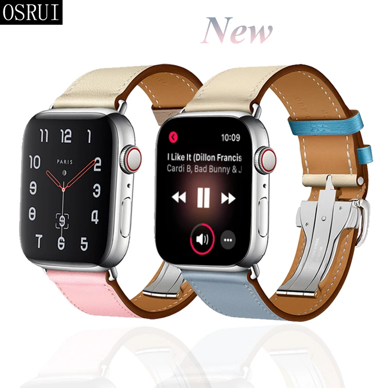 Ремешок для apple watch band 42 мм 38 correa iwatch 44 40 4 3 2 раскладной кожаный браслет с пряжкой