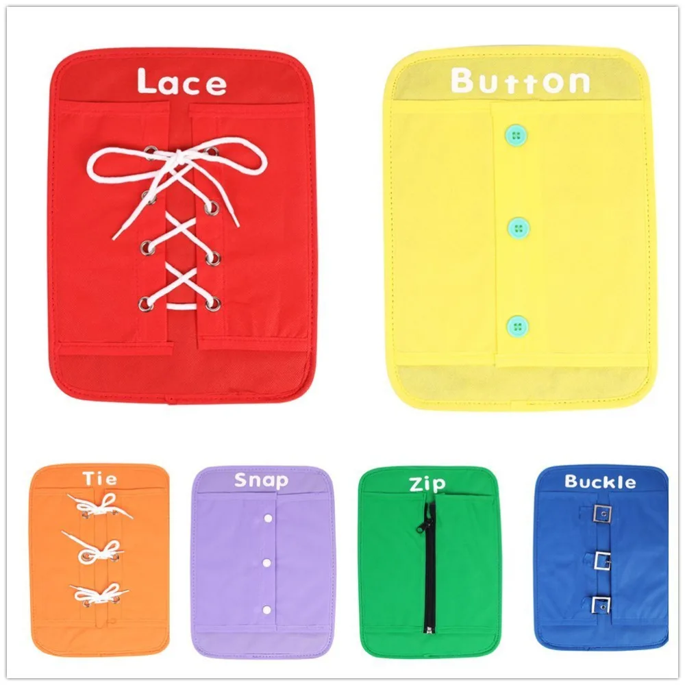 

6Pcs/Set Basic Life Skills Toys Baby Early Learning Kits Learn To Dress Boards Button Buckle Lace Tie Montessori Children Gifts
